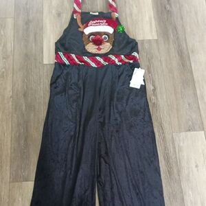 Festive Reindeer Women's Jumpsuit - Black and Red